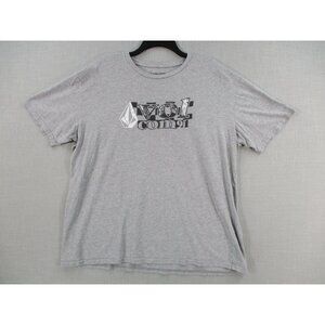 Volcom‎ Distressed Logo Graphic Tee Xxl Heather Gray Cotton Blend Streetwear